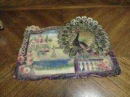 EARLY Embossed Die Cut Victorian Peacock Made in Czechoslovakia LARGE 19... - $49.99