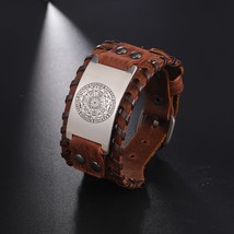 Viking Talisman Leather Wrap Bracelets for Men Gabriel Michael Seal of Solomon S - £16.05 GBP