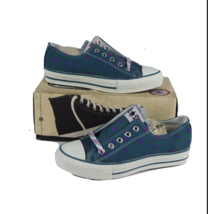 NOS Vintage 90s Converse All Star Youth 1Y Corduroy Floral Print Shoes Teal - $79.15