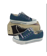NOS Vintage 90s Converse All Star Youth 1Y Corduroy Floral Print Shoes Teal - $79.15