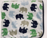 Carter&#39;s Baby Blanket Elephant Velour Sherpa Blue Green Tan White Navy Blue - $21.99