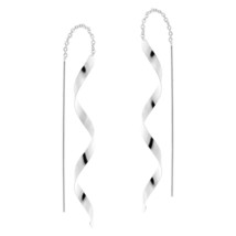 Ribbon Spirals Threads of Sterling Silver Slide-Through Dangle Earrings - £11.86 GBP