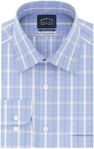 NWT  Eagle Men&#39;s Large Blue/Taupe Check Stretch Collar Dress Shirt - £18.95 GBP