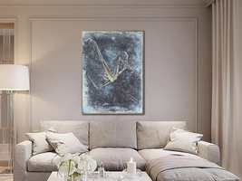 Original Abstract Dark Gray Paintings on Canvas Figurative Textured | FR... - £302.41 GBP