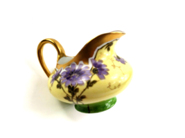 T&amp;V Limoges France Creamer Purple Flowers Gold Hand Painted E. Feix Signed - £59.96 GBP
