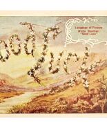 1900s Greeting Card Postcard Good Luck White Heather Flowers Ephemera E83C - $367.78 MXN