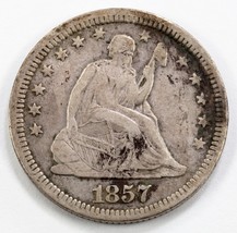 1857 25C Assis Liberty Quarts En Fin + État, Liberty Épais Et Transparent - $996.75 MXN