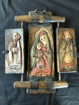 antique handcarved / handpaintes  religious triptych religious cathedral... - £466.54 GBP