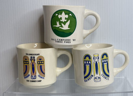 3 Vintage Boy Scouts Of America Three Fires Rainbow Council Coffee Mug Cup 78 80 - £10.08 GBP