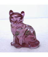 Fenton Stylized Madras Pink Art Glass Sitting Cat Figurine 95th Annivers... - $63.19