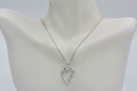 Tiffany &amp; Co. 1987 Sterling Silver Open Heart Pendant with Thin Chain 19&quot; - £257.33 GBP
