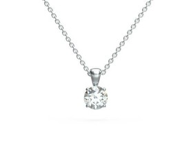 18Carat White Gold Diamond Solitaire Pendant 0.20 carat GVS on 16&quot;Chain Necklace - £513.55 GBP