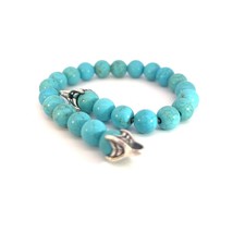 David Yurman Authentic Estate Turquoise Prayer Bead Bracelet 8.5&quot; Sil 8 ... - £196.43 GBP