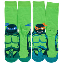 Teenage Mutant Ninja Turtles Leo and Mikey Crew Socks 2-Pack Green - £10.43 GBP