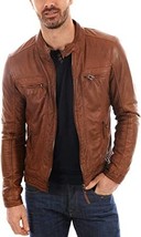 Men&#39;s Motorcycle Tan Brown Suede Leather Bomber Jacket All Size - £125.46 GBP