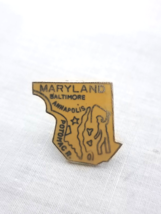 Vintage Pin hat lapel State of Maryland shaped enamel metal souvenir - £2.97 GBP