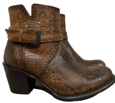 J. B. Dillon Reserve Women&#39;s Cowboy Ankle Booties Snake Python Brown Sz ... - $144.07