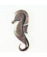 Seahorse Brooch Mother of Pearl Hand Carved 2-1/2&quot; H x 1-1/2&quot; W Estate J... - $22.53