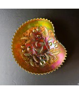 Vtg Green Northwood Carnival Glass Strawberry Pattern Curled Ruffled Bow... - $2,340.19 MXN