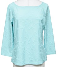 J.MCLAUGHLIN Top Shirt 3/4 Sleeve Boat Neck Nylon Spandex Aqua Blue Sz M - £56.29 GBP