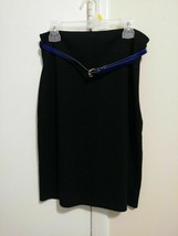 Derek Heart Juniors Black casual stretch zip A-Line Blue Belt skirt M 069 - £6.26 GBP