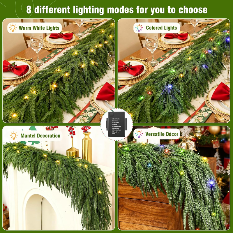 6FT Christmas Garland with Lights Battery Operated: Prelit Faux Decorations, Rea Item image 7