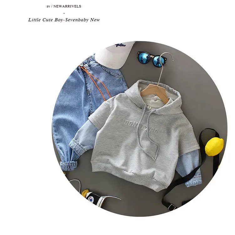 Baby Boys Casual Hooded Sweatshirt  Spring Autumn Fake Two Kid Korean work Tops  - £72.33 GBP