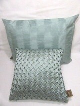 Fieldcrest Luxury Smoke Green Silk 2-PC Pleat and Basket-Weave Pillows - $56.00