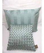 Fieldcrest Luxury Smoke Green Silk 2-PC Pleated and Basket-Weave Pillows - £44.87 GBP