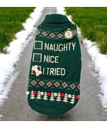 Naughty Nice I Tried Pet Dog &quot;ugly&quot; Green Fun Christmas Sweater Holidays... - $9.89