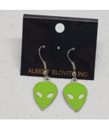 Albert Elovitz Inc. Green Alien Head Earrings Pierced Ears - $46.32