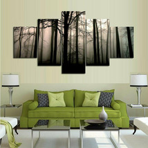 Multi Panel Foggy Forest Walk Canvas Wall Art Tree 5 Piece Nature Hiking Trail - £21.98 GBP+