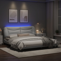 Modern White Faux Leather Super King Size Bed Frame With LED Lights Head... - £314.67 GBP