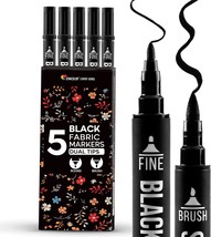 Zenacolor 5 Dual Tip Black Fabric Markers Permanent for Clothes Fabric P... - $316.07 MXN
