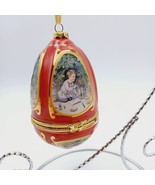 Mr Christmas Music Box Porcelain Egg Ornament Pink Child with gifts Vtg - $19.99