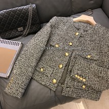 Winter New Fashion Korean Chic Vintage Tweed Woolen Jacket Coat Women Autumn Sin - £55.45 GBP