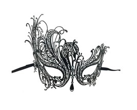 Kbw Women&#39;s Swan Metal Filigree Laser Cut Venetian Masquerade Mask, Black - £28.87 GBP