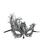 Kbw Women&#39;s Swan Metal Filigree Laser Cut Venetian Masquerade Mask, Black - $51.64 CAD