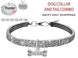 VRW Custom Engraved Bling Dog Collar &amp; ID pet Name Tag - Rhinestone ID TAG Can b - £19.83 GBP