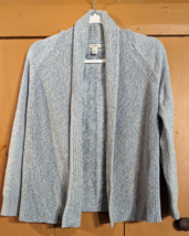 LL Bean Womens Petite Small Cotton Knit Open Cardigan Sweater Heather Gray EUC - £13.91 GBP