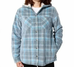Soho THREADS Corduroy Hooded Shirt Jacket, Light Blue Womens 2XL  Sherpa... - £22.78 GBP