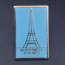 Northwest Airlines Pin Gold Tone Enamel Eiffel Tower June 1989 Vintage Travel - £10.35 GBP