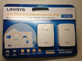 Linksys Wi-Fi Range Extender Pro N600 Dual Band RE4000W White 2-Pac - $18.16