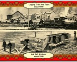 Logging Train and Town Ark Raft Kitchens Williamsport PA UNP Chrome Post... - $4.90