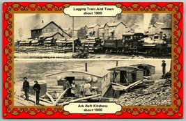 Logging Train and Town Ark Raft Kitchens Williamsport PA UNP Chrome Postcard G10 - £3.83 GBP