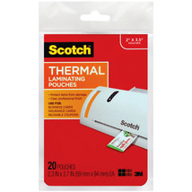 Scotch Thermal Laminator Pouches 3 Mil 20/Pkg-2&quot;X3.5&quot; Business Card - £11.61 GBP