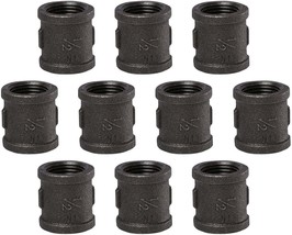 Black Malleable Iron Cast Pipe Fitting Coupling, Home TZH 10 Pack 1/2&quot; B... - $48.99