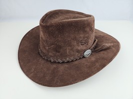 Real Leather Brown Outback Style Brown Bush Hat Size Large Grande Cury Gury - £26.83 GBP