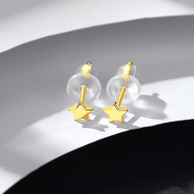 Five-Pointed Star 925 Silver Earring Smooth Simple Temperament Commuter Earrings - £5.38 GBP