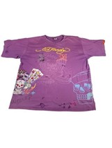 Vtg Ed Hardy Death or Glory Los Angeles Skulls Purple T-Shirt XXL Worn  Holes - $19.99